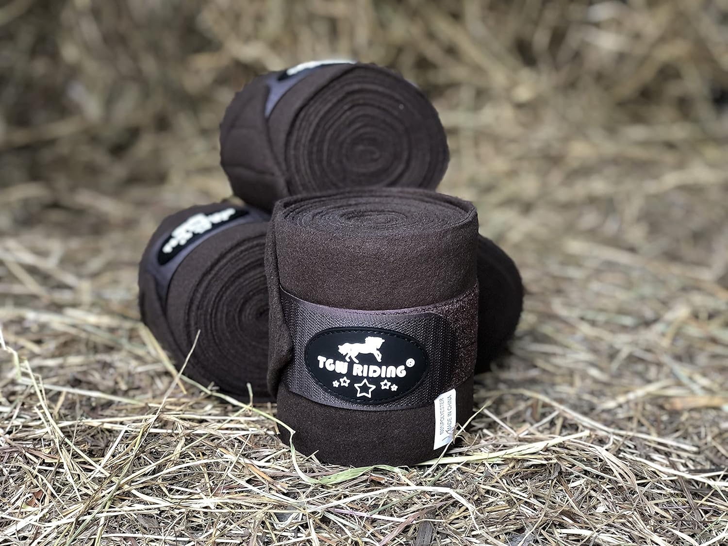 TGW RIDING Polo Leg Wraps, Equine Fleece Polo Wraps (Set of 4) - Horse Leg Bandages (Brown) : Pet Supplies
