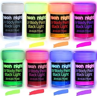 Neon Nights UV Body Paint Set | Blacklight Glow Makeup Kit | Fluorescent Face Paints for Music Festivals, Photo Shoots, Ni...