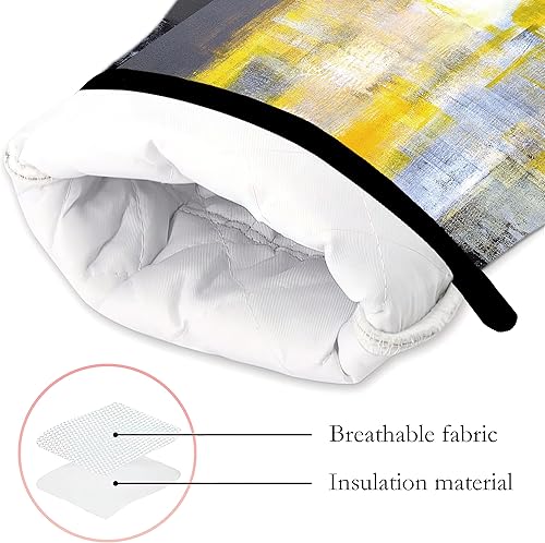 Miniatura 10 de Guantes de horno amarillos limón y soportes para ollas de cocina, juego de 2 piezas, almohadilla resistente al calor para hornear, barbacoa,