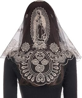 Church Veils for Women Catholic, Triangle Our Lady of Guadalupe Lace Mantilla Chapel Veil Latin Mass Head Coverings