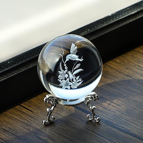 Miniatura 6 de 2.362in 3D láser luna y elfos bola de cristal pisapapeles de cristal figura decoración del hogar artesanía con soporte de metal