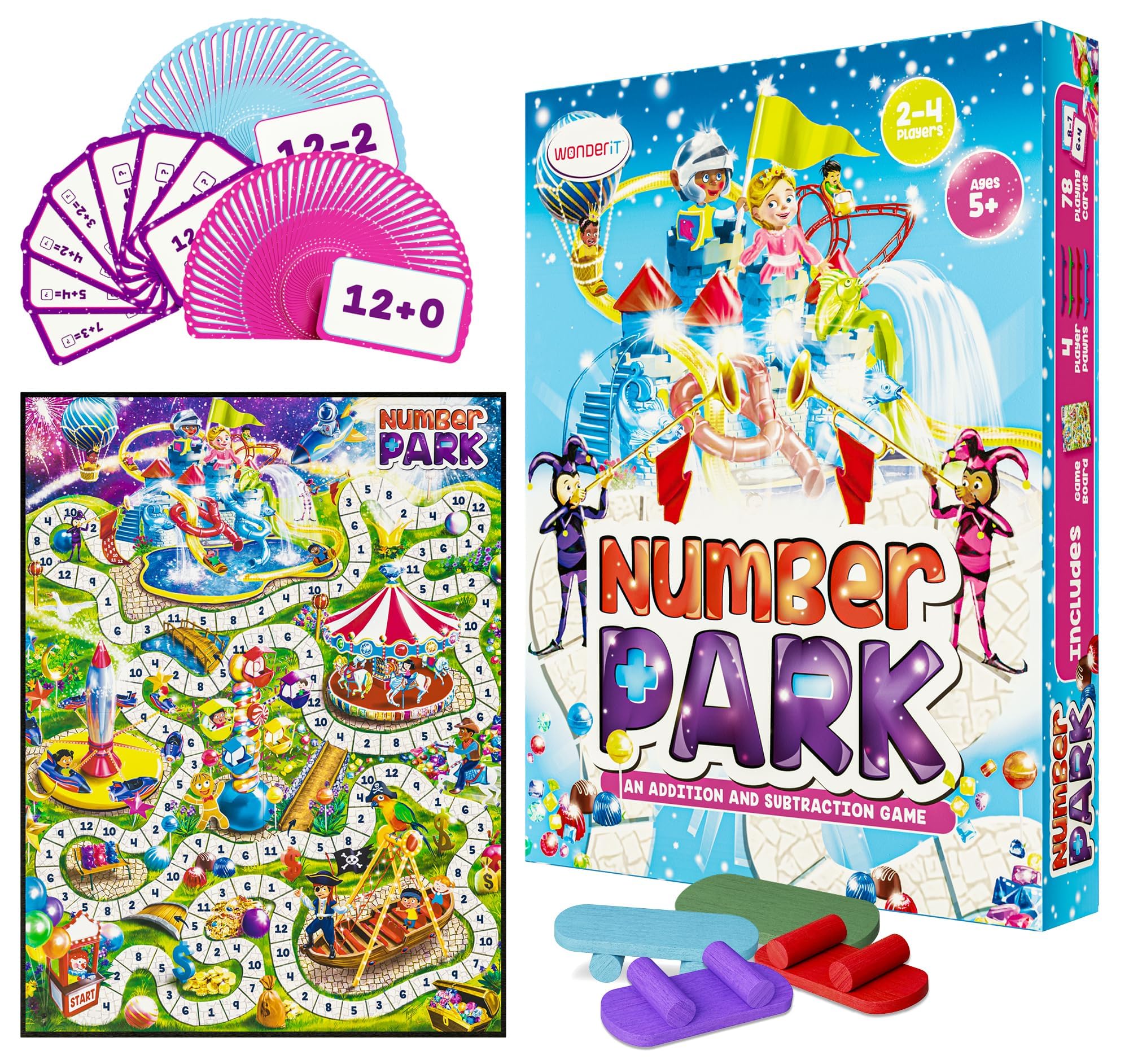 Number Park - Addition & Subtraction Math Games for Kids Ages 5-8 - Fun Educational Learning Game - Board Games for Kindergarten & Up - Gift
