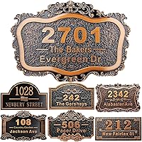 Vista 19 de Placa personalizada de dirección de casa de 12 pulgadas, números fundidos para exteriores, placa de señal de dirección personalizada con nombre