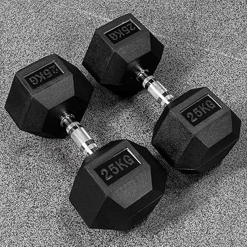 Miniatura 2 de METIS Mancuernas hexagonales par  Pesas libres con revestimiento de goma premium para entrenamientos en casa y gimnasio  Juego completo y estante