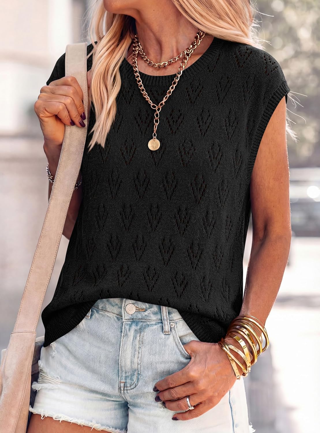 PRETTYGARDEN Crochet Tops for Women 2026 Summer Sweater Vest Knit Cap Sleeve Hollow Out Tank Coverup Spring Fashion Clothing - Image 5