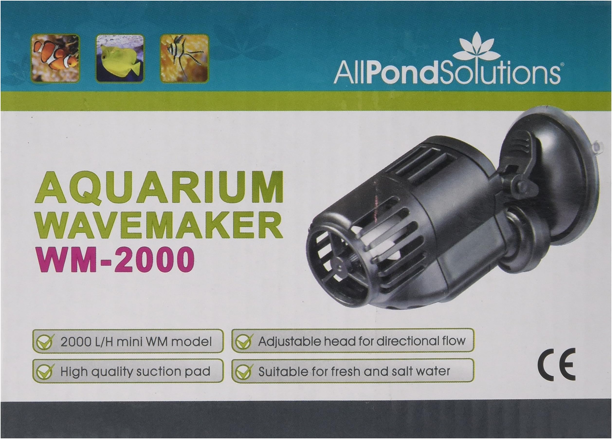 Aquarium Marine Wave Maker Fish Tank Powerhead Circulation Pump 2000L/H - Powerful Clip on Glass Suction Attachment