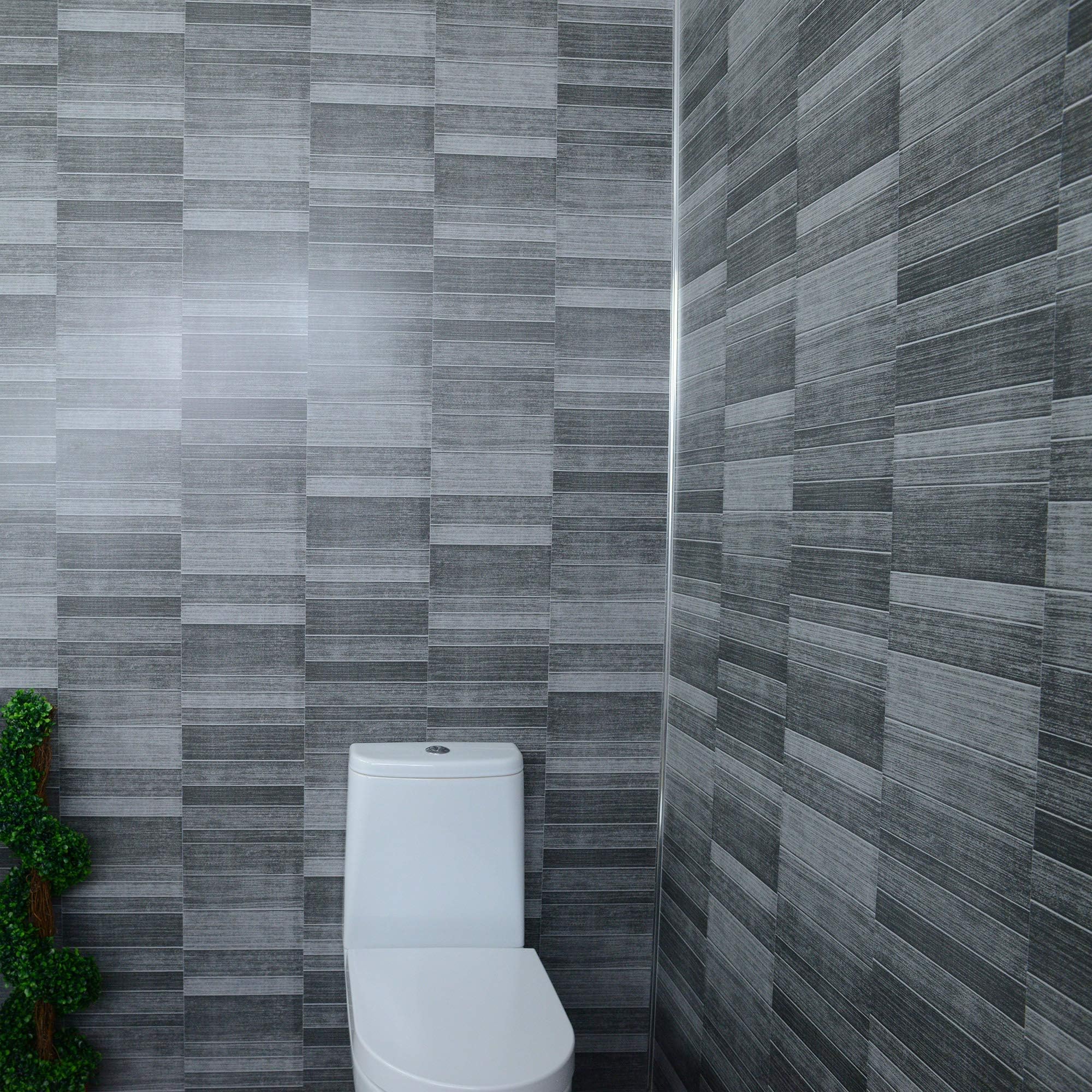 Grey Panels Splashbacks Grey Cladding-PVC-for Bathroom Shower Cladding Wall Panels Splashbacks-Ceiling Panels Splashbacks- Grey Tile Effect-100% Waterproof-by Claddtech (4 Panel Pack)