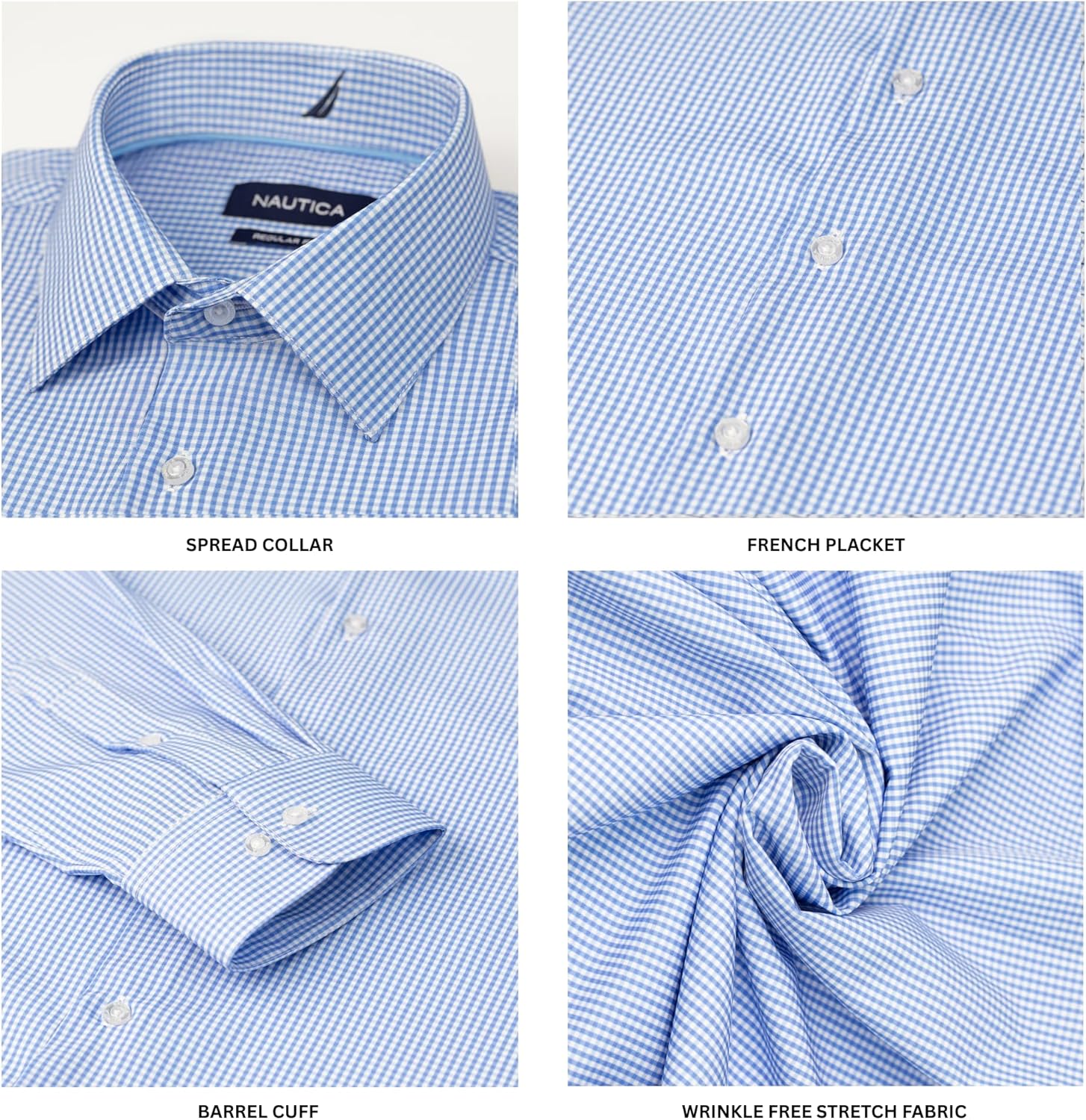 Nautica Regular Fit Long Sleeve Button Down Dress Shirts for Men - Wrinkle Free Long Sleeve Shirt Mens Formal 4-Way Stretch - Image 6