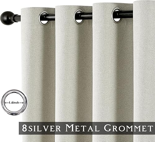 Miniatura 129 de ChrisDowa Cortinas 100% opacas de abedul liso de 96 pulgadas de largo, 2 paneles para dormitorio, sala de estar, oscurecimiento de la habitación de