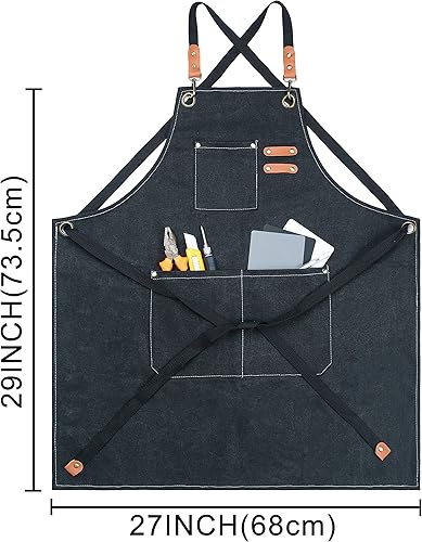 Miniatura 2 de Apron For Men Woodworking Cooking Canvas Chef Apron With Pockets,Christmas Birthday Stocking Stuffers For Men