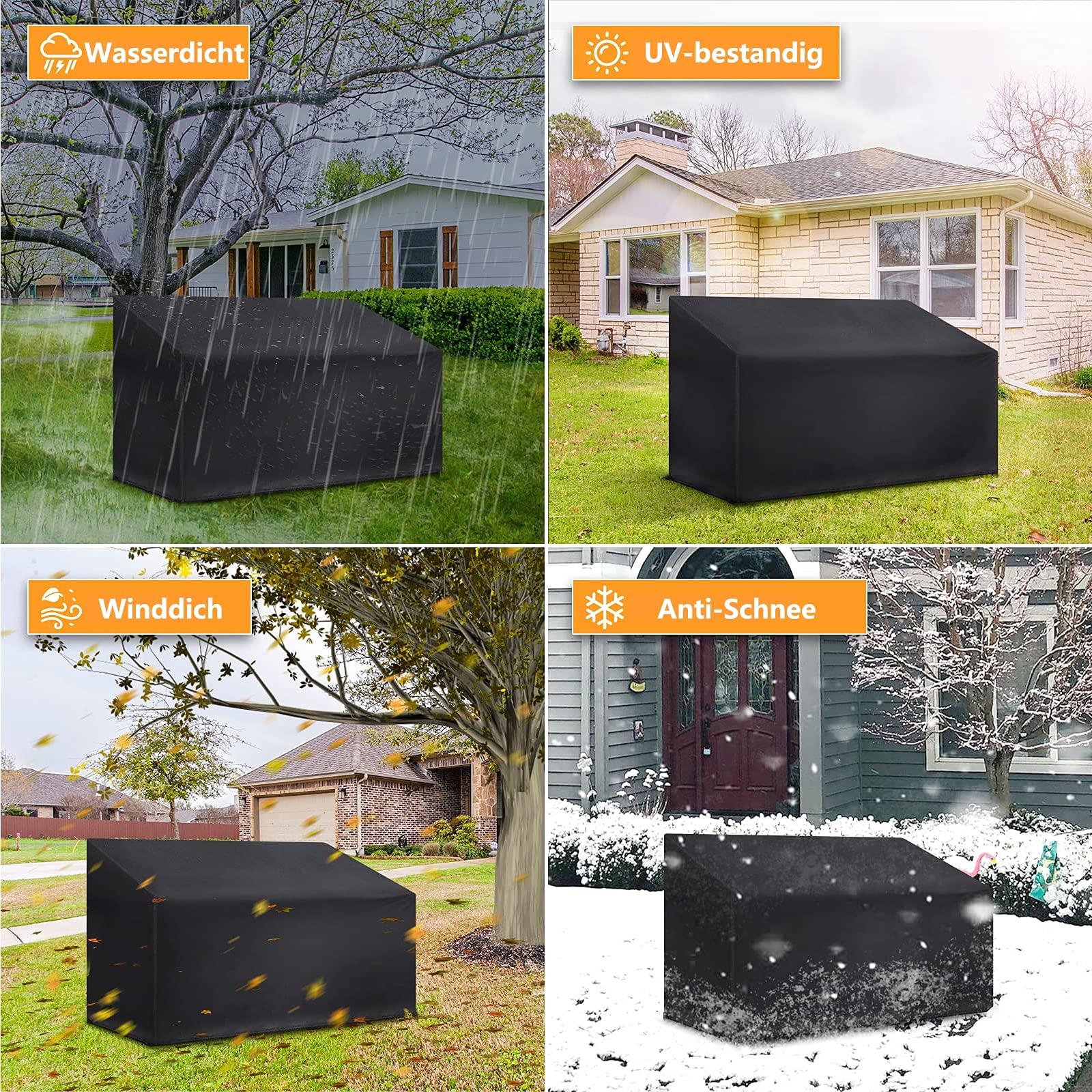 SJASD Funda Para Banco De Jardín 2 Plazas (134x66x89cm): Oxford 420D Impermeable Y Resistente Al Viento