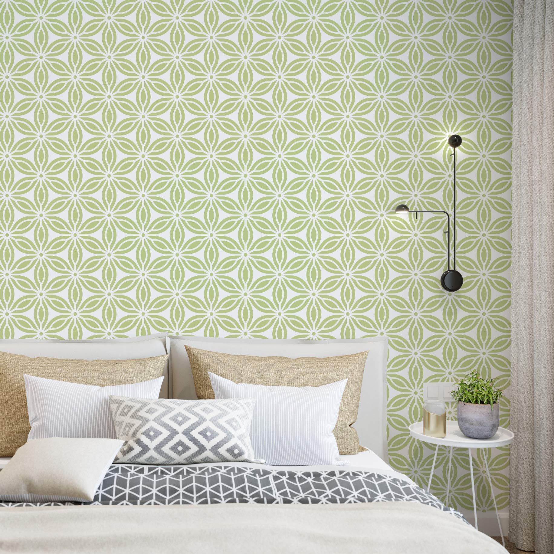 Pinkipo, 2 Pack, Dance Of Flowers, Natural Wall Stencil, Modern Wall Stencils for Painting, Wall Stencils Pattern, Pinkipo, Flower of Life