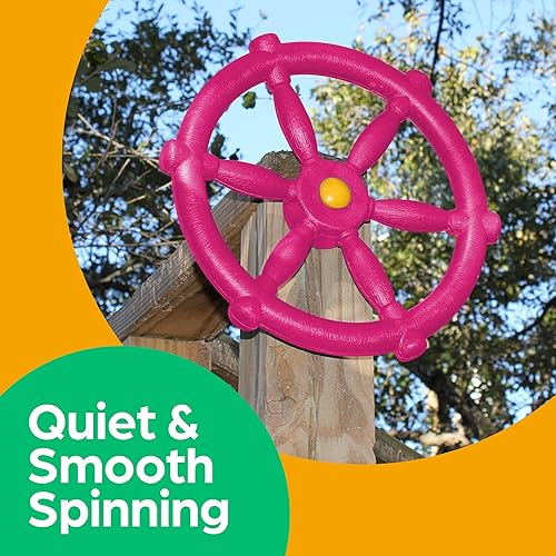 Miniatura 5 de Jungle Gym Kingdom Accesorios para columpios, volante de barco pirata para niños, casa de juegos al aire libre, casa del árbol y patio trasero,