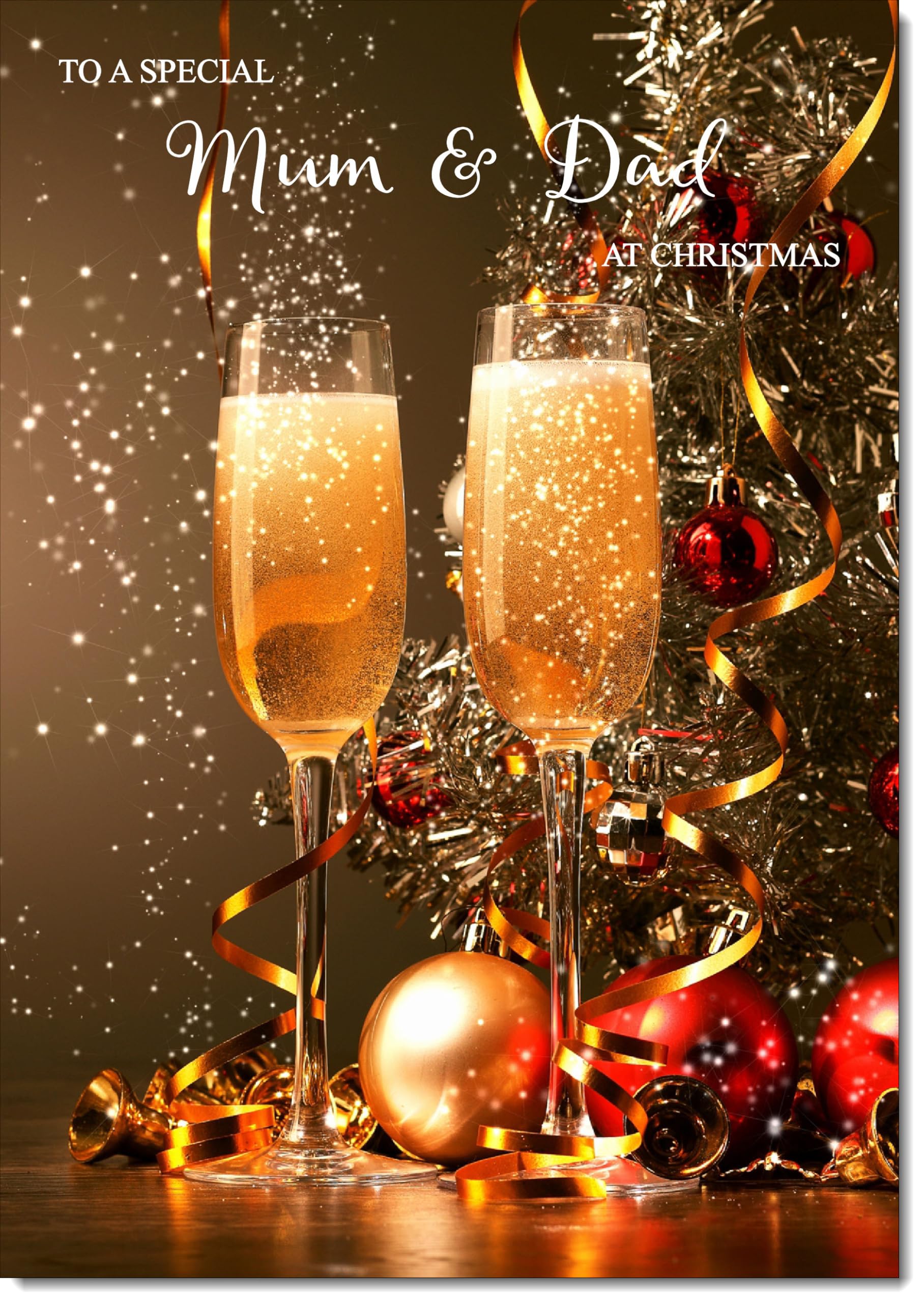 doodlecards Mum and Dad Christmas Card Champagne Large A4 Size Christmas Card for Mum & Dad with Plain Envelope — image 1