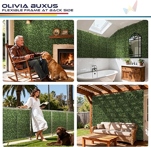 Miniatura 170 de Windscreen4less 6 paneles artificiales de boj de 20 x 20 pulgadas, seto topiario, plantas, hierba, pantalla de privacidad para exteriores, Boj