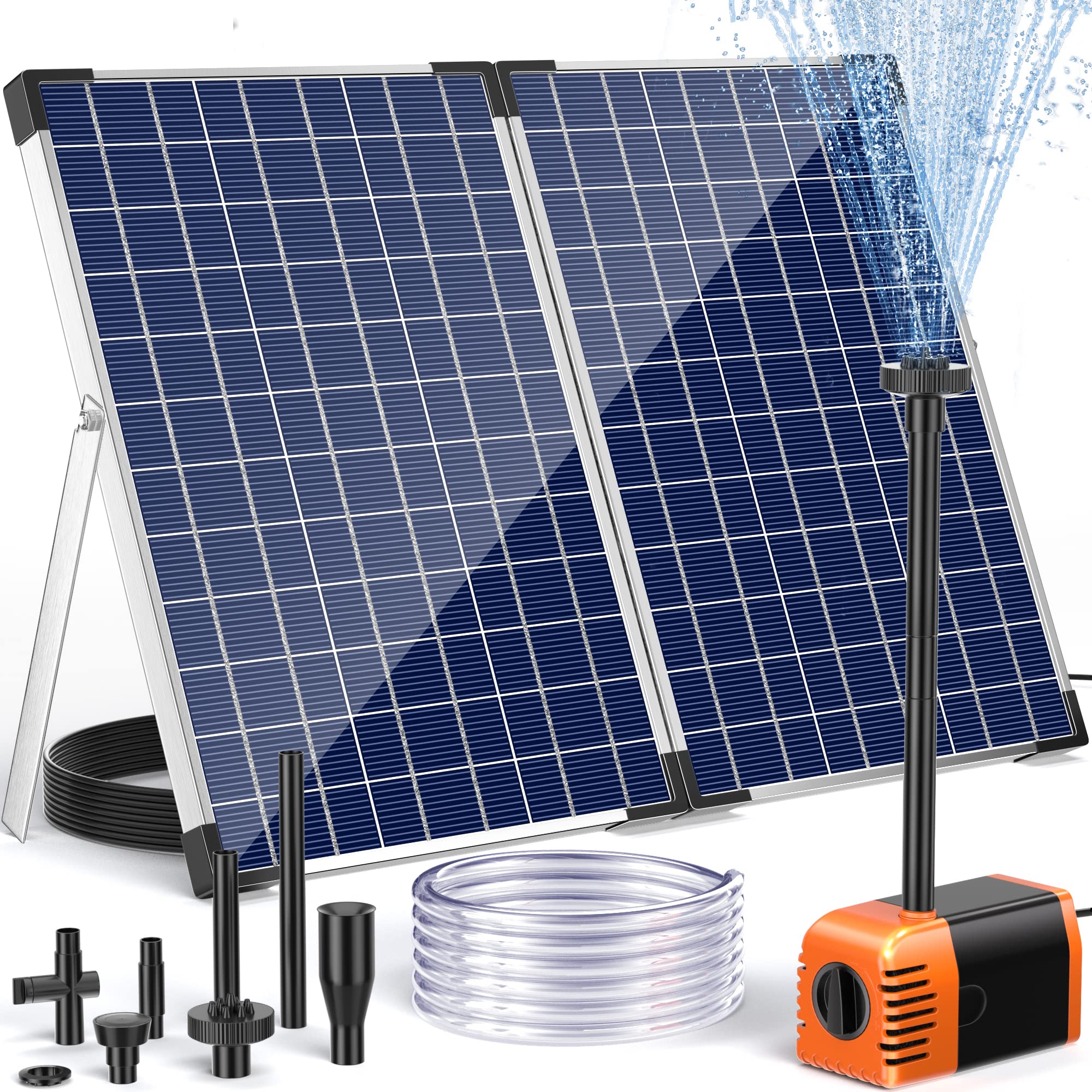 Photo 1 of POPOSOAP Solar Fountain Pump 35 Watt, 480GPH Solar Water Pond Pump with PVC Tubing 4 Spray Heads 16.5ft Cable Length for Garden Pond Fountain Waterfall Hydroponics Pool