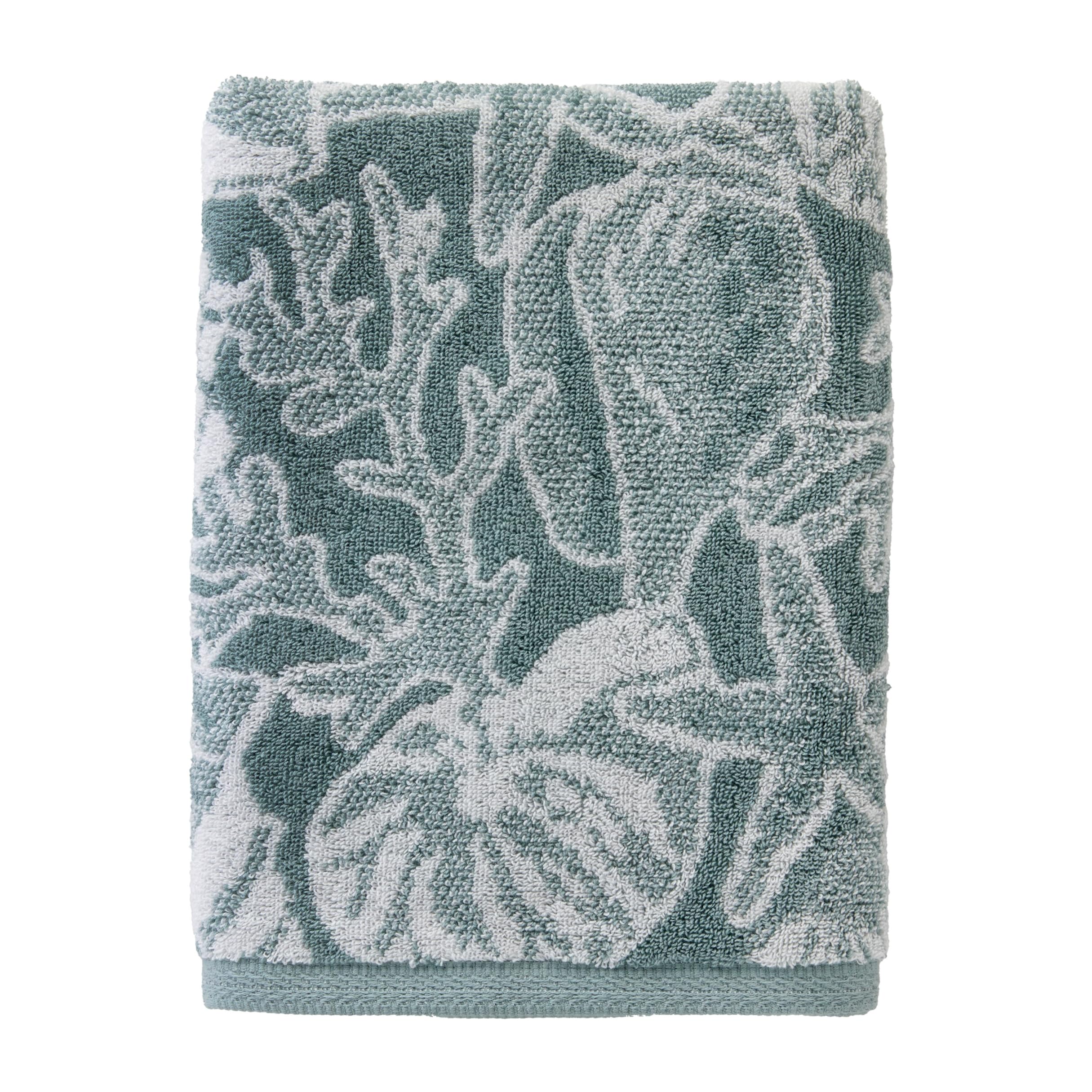 SKL Home South Seas Shell 100 Cotton Premium Bath Towel 550 GSM Reversible Jacquard Soft Absorbent Tropical Coastal