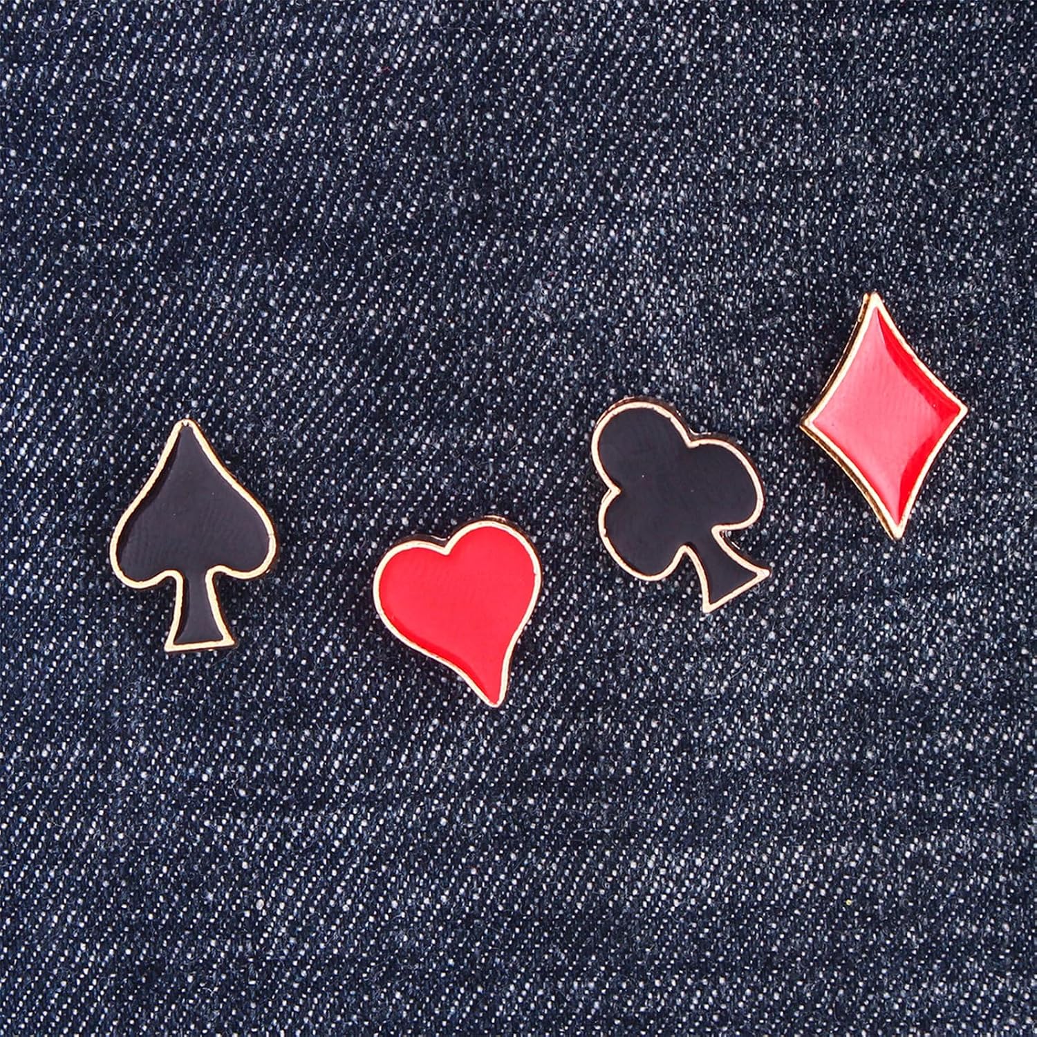 4pcs Poker Playing Card Brooch Pins Set Dainty Enamel Hand Cards Red Heart Black Spade Aces Good Luck Small Alloy Lapel Pin for Women Men Suit Hats Bags Shirt Dress Clothes Fashion Accessories image 3