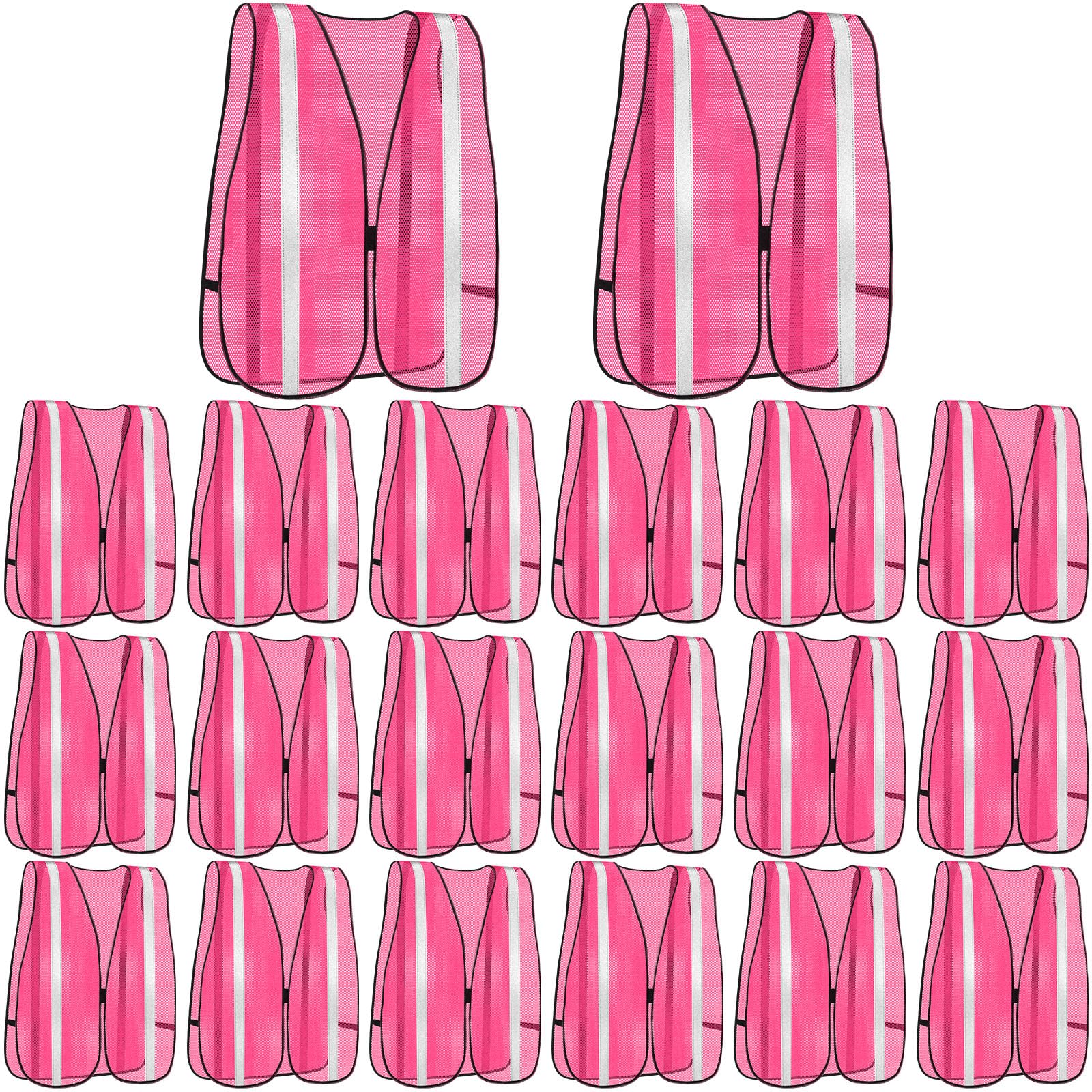 Haysandy 20 Pcs High Visibility Reflective Safety Vest Construction Vest Strips Neon Mesh Universal Size for Men Outdoor(Pink,20 Pcs)