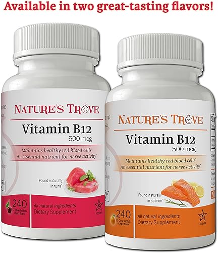 Miniatura 4 de Vitamina B12 500 mcg de Nature's Trove - 240 EZ Chew Tablets sabor cereza