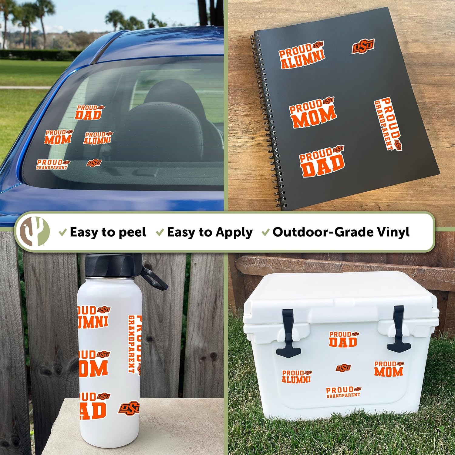 Desert Cactus Oklahoma State University Sticker Oklahoma State Cowboys Vinyl Decal Laptop Water Bottle Car Scrapbook Sheet (Family Full Sheet)