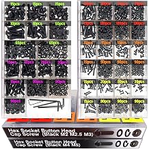 EEEEE 1820pcs Small Screw Assortment Kit M2 M2.5 M3 M4 M5 Metric Bolts and Nuts Kit with Lock and Flat Washer, Hex Button Head 10.9 Alloy Steel Cap Screw Set with Allen Wrench