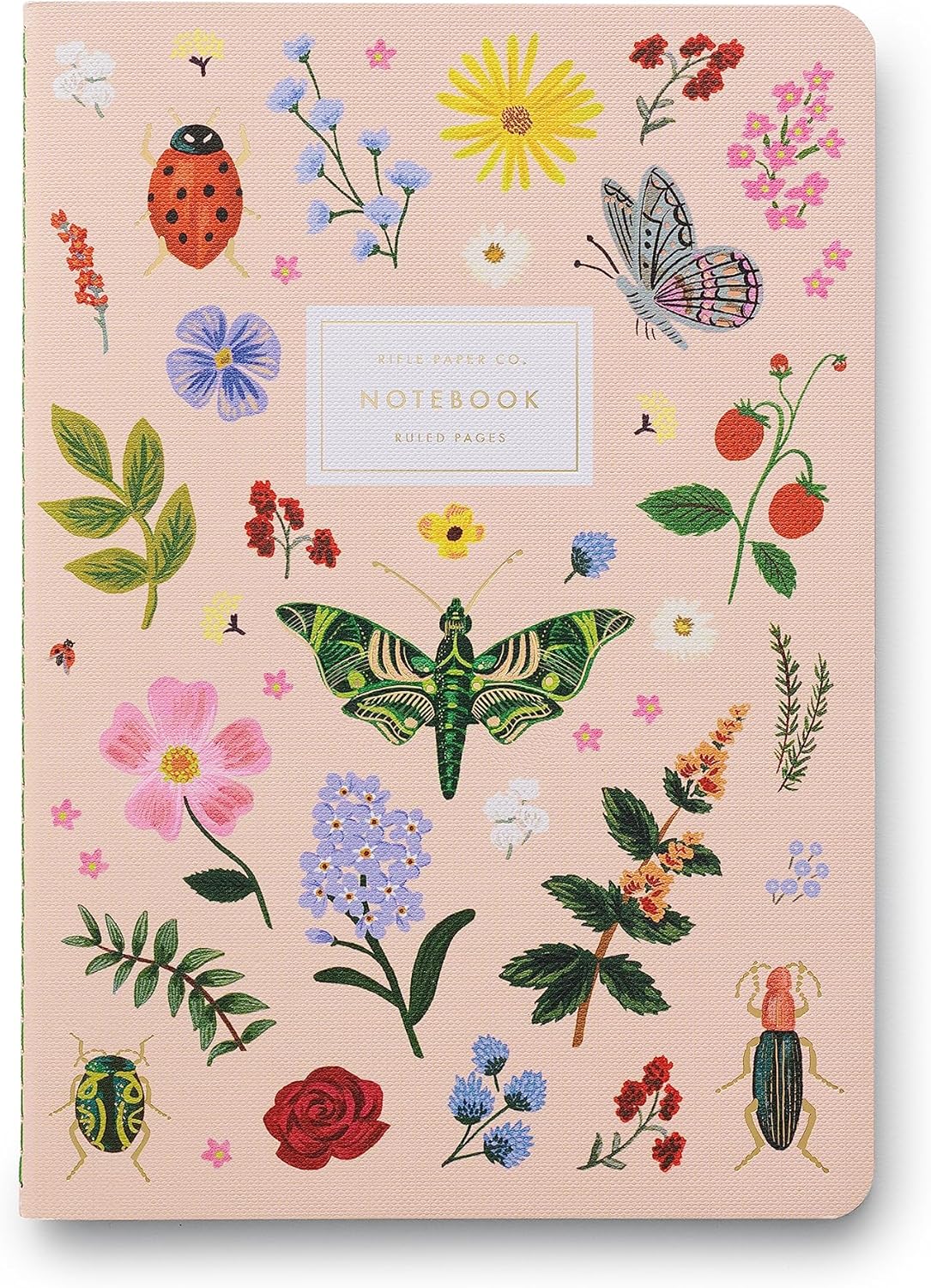 RIFLE PAPER CO. Curio Desk Bundle with Stitched Notebook Set of 3 Assorted Nobebooks, Dektop Notepad with Tear-Off Pages, and 0.5mm Rollerball Tip Writing Pen