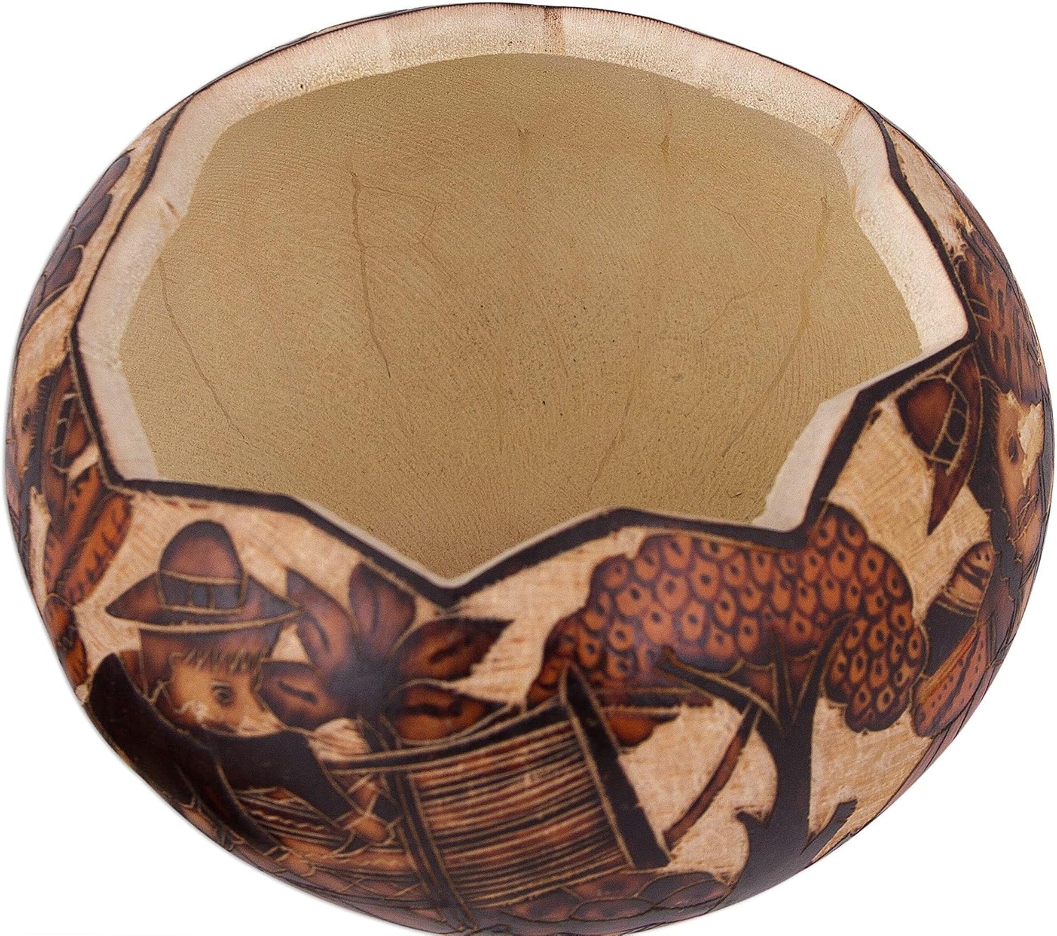 NOVICA Artisan Handcarved Gourd Decorative Box Andean Traditional Village Brown Peru Accessories Boxes Painted Cultural [2.8in H x 4.3in Diam.] ' Honoring Tradition'