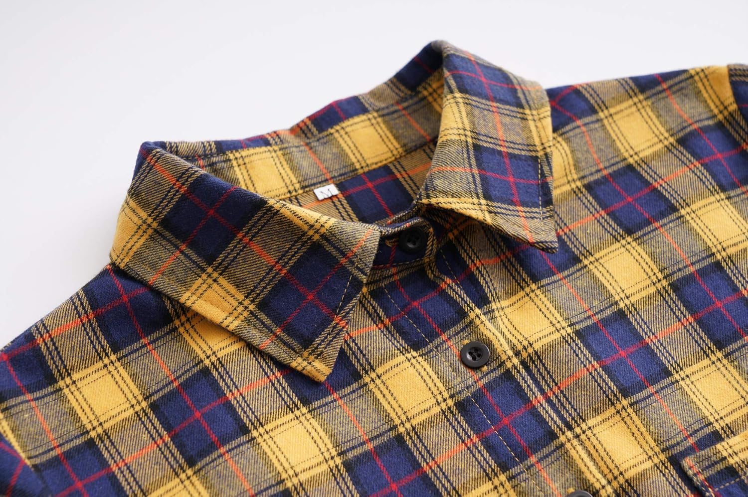 Minibee Women's Cotton Blouses Tops Plaid Long Sleeve High Low Button Down Shirts Tunic - Image 6