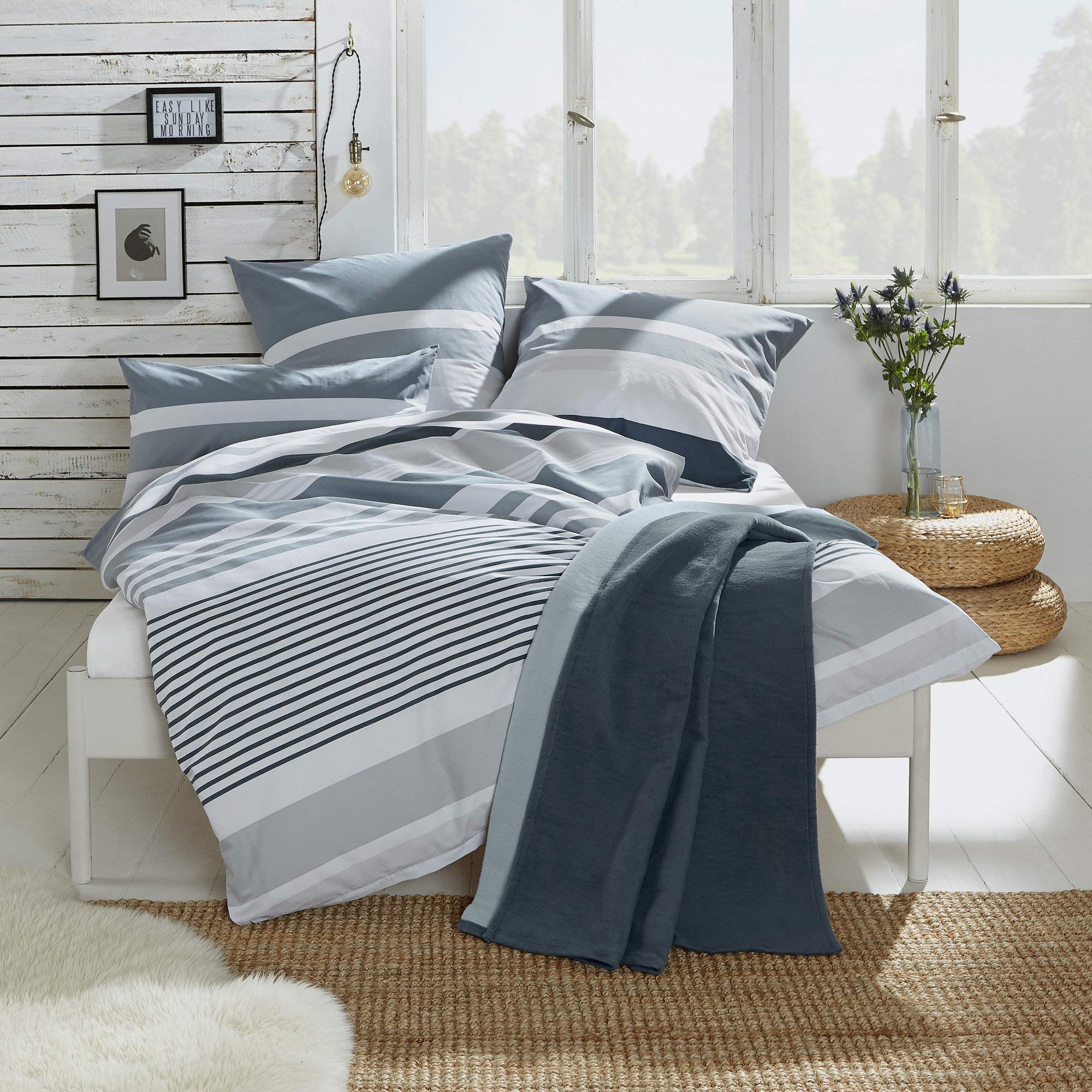 REDBEST - Set Copripiumino Renforcé, Anthracite, 40x80 cm / 135x200 cm