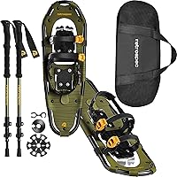 Retrospec Drifter Snowshoes & Trekking Poles Bundle - Lightweight Aluminum All-Terrain Snowshoes for Men & Women with Ratchet Bindings