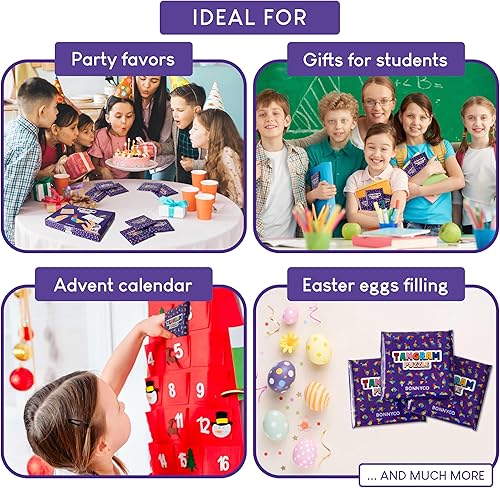 Miniatura 9 de BONNYCO Tangram Puzzle Paquete de madera 30 recuerdos de fiesta para niños. Bolsas de regalo para niños de 3-5, 4-8, regalos de devolución para