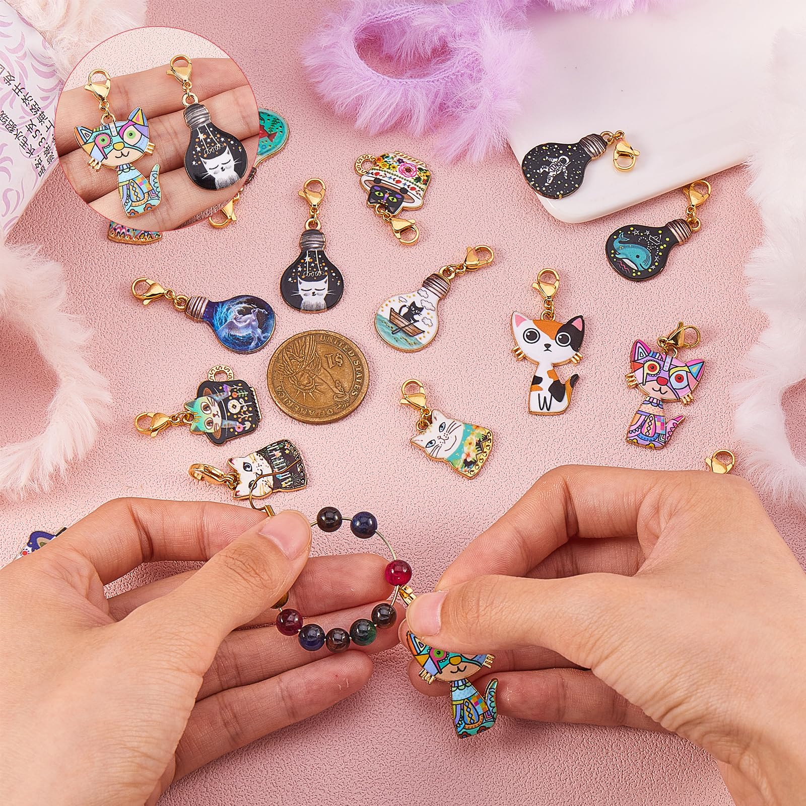 DoreenBeads Cat Stitch Markers - 8pcs Locking Crochet Markers With Lobster Claw Clasps For Knitting