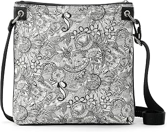 Sakroots Flat Crossbody, Black and White Spirit Desert