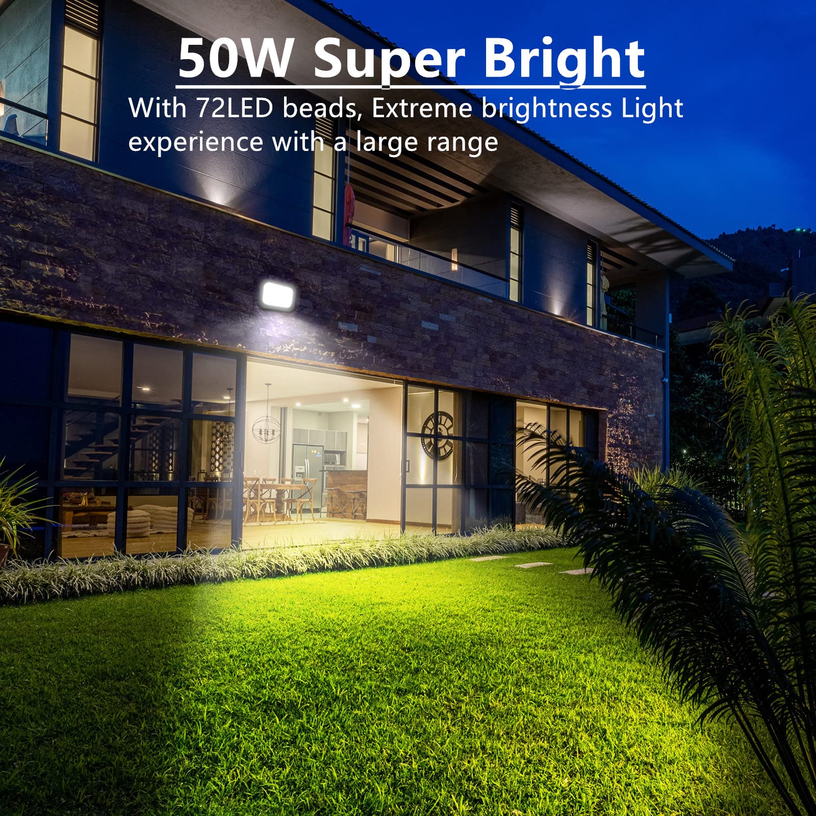 Tayire 50W Faretto LED Esterno, Faro LED 5000LM Super illuminoso, 72 LED 6500K Luce Fari di sicurezza per Giardino, Corridoio, Casa, Illuminazione Interna ed Esterna