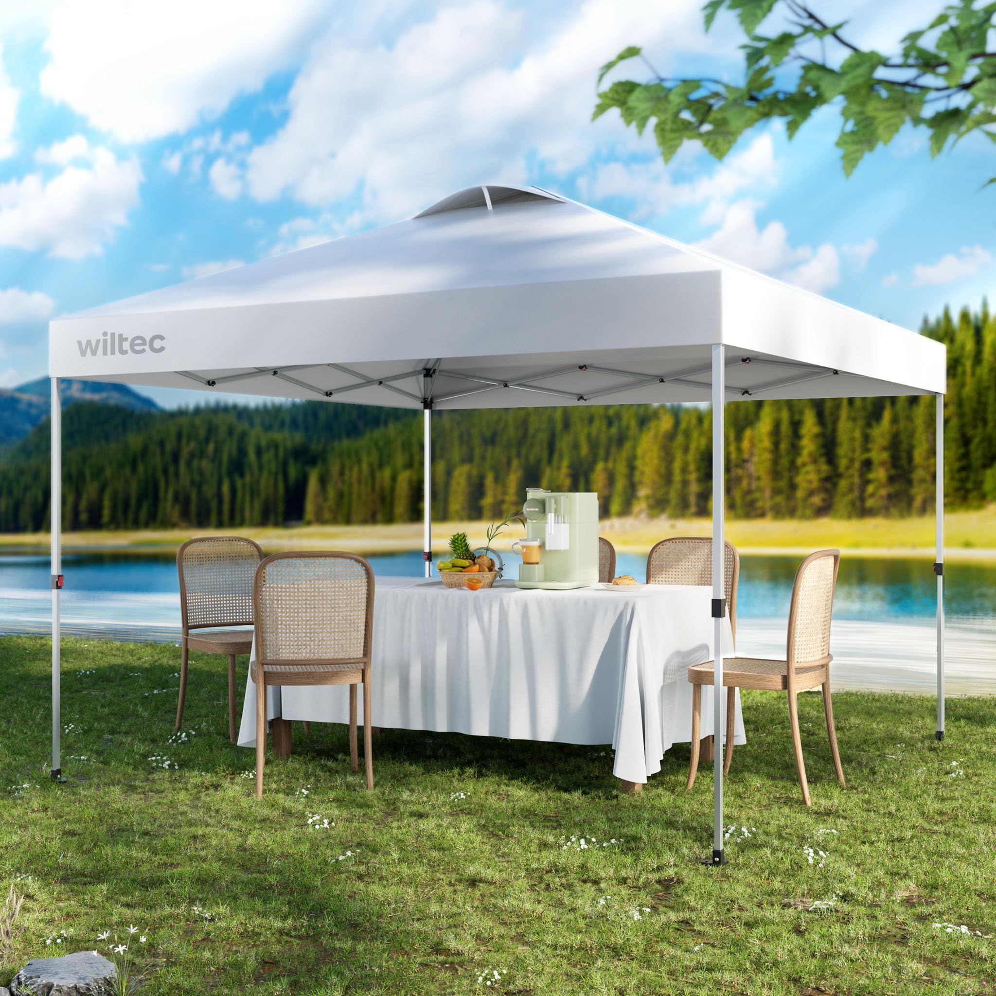 Wiltec Pop-up Paviljoen Opvouwbaar Met Zijwanden En Wielen One Push In Wit 3 X 3 M