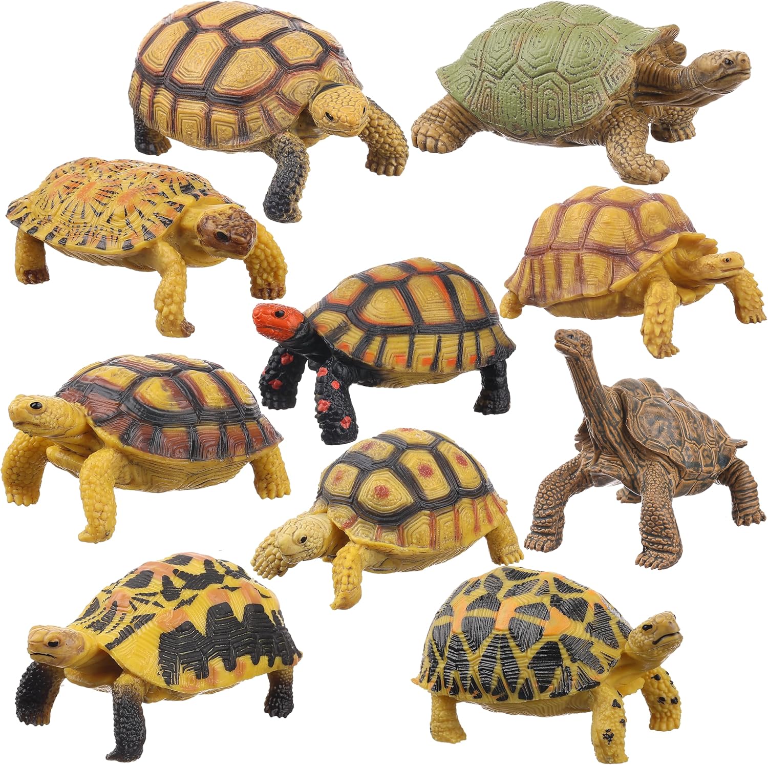 Relastic Turtle Figures, 10pcs Plastic Educational Realistic Tortoise Sea Animal Figurine Model, Cake Decorating Tool, Teaching Aid for Early Education