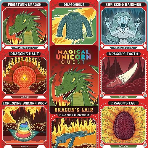 Miniatura 3 de Flame Point Games Magical Unicorn Quest Dragon's Lair - Baraja de expansión diseñada para ser añadida a tu juego de cartas mágico Unicorn Quest