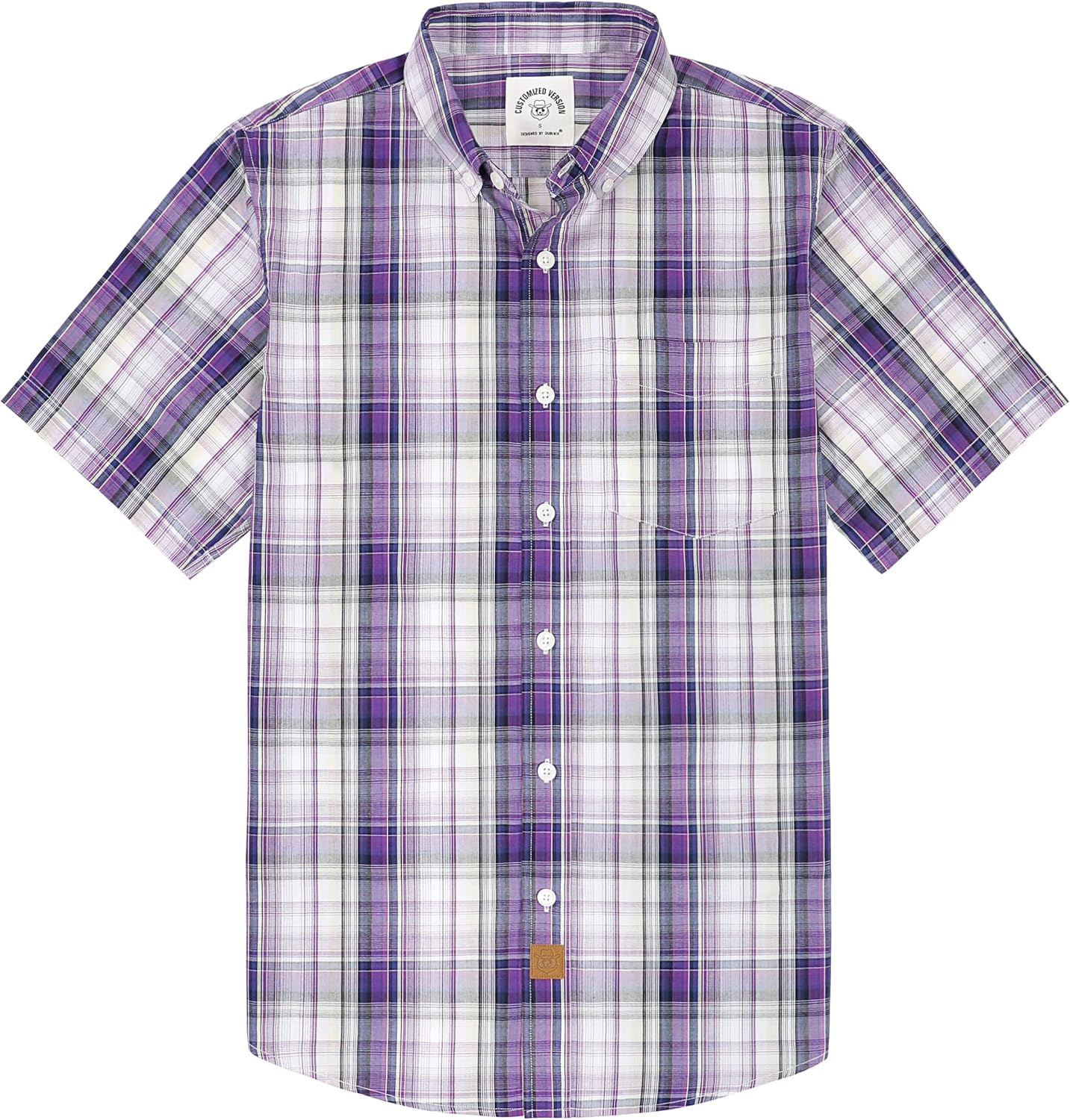 Dubinik® Mens Short Sleeve Button Down Shirts Soft Breathable Summer Vintage Regular Fit Lightweight Men's Casual Shirt