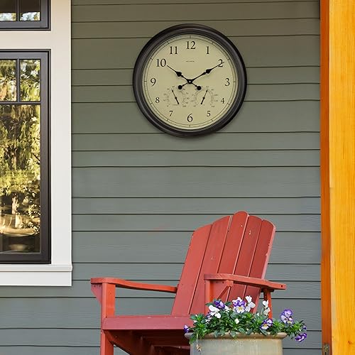 Miniatura 4 de AcuRite 01061 Reloj de pared de 24 pulgadas para interioresexteriores con termómetro e higrómetro