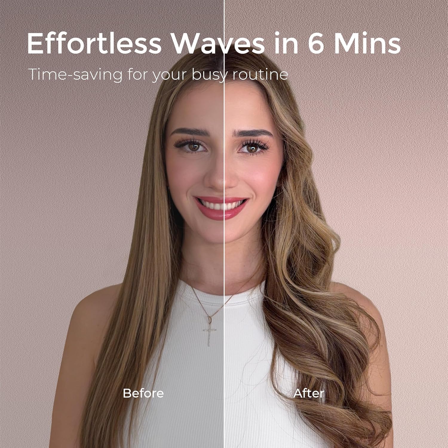 TYMO CurlPro Plus Automatic Rotating Curling Iron - Upgraded Long Barrel Curling Wand for Long Hair, Ceramic Hair Curler for Women, Anti-Scald, Tangle-Free, 600M Ionic, Dual Voltage, Gold, 1 1/2 Inch