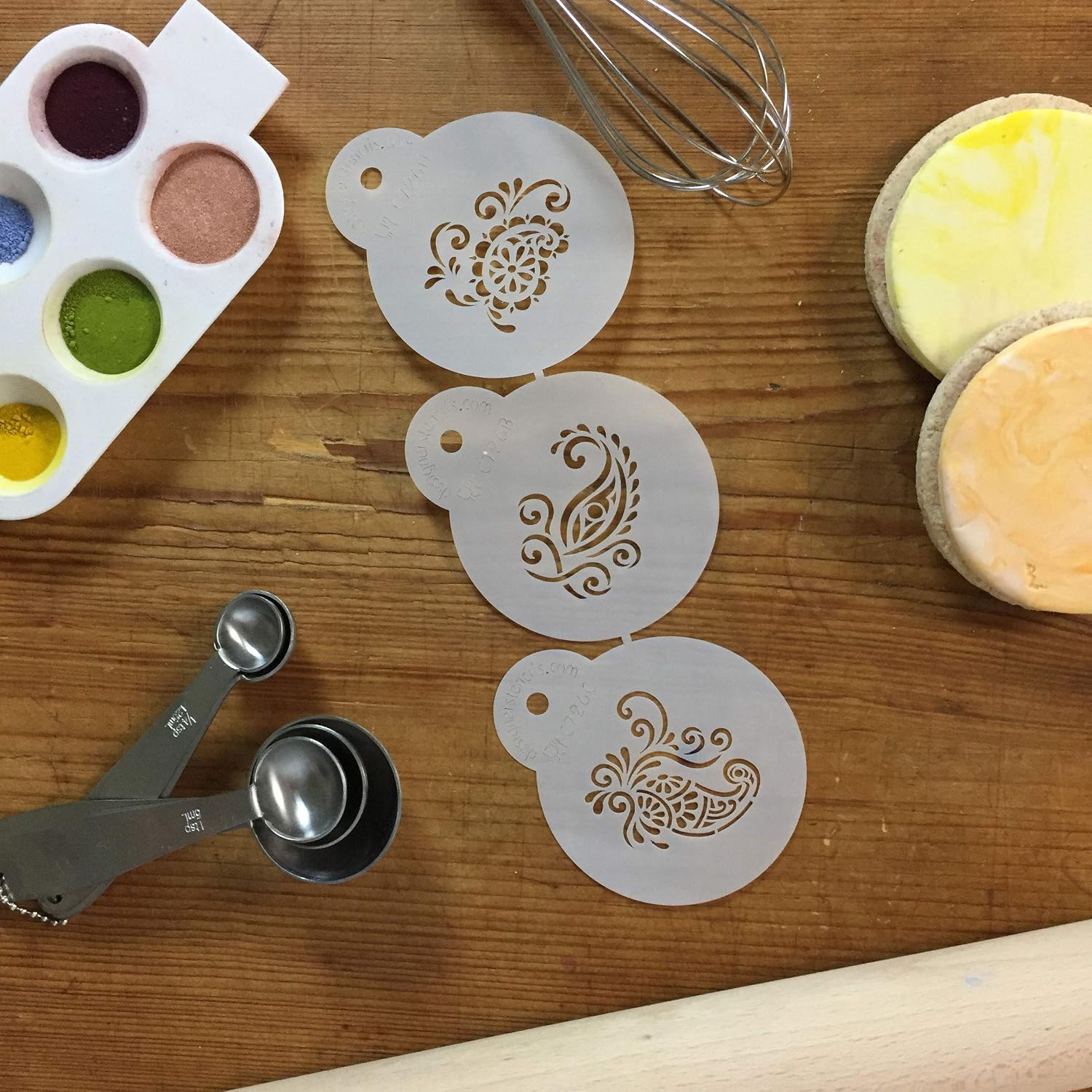 Designer Stencils Silk Paisley Cookie Stencils, Mini, Beige/Semi-Transparent