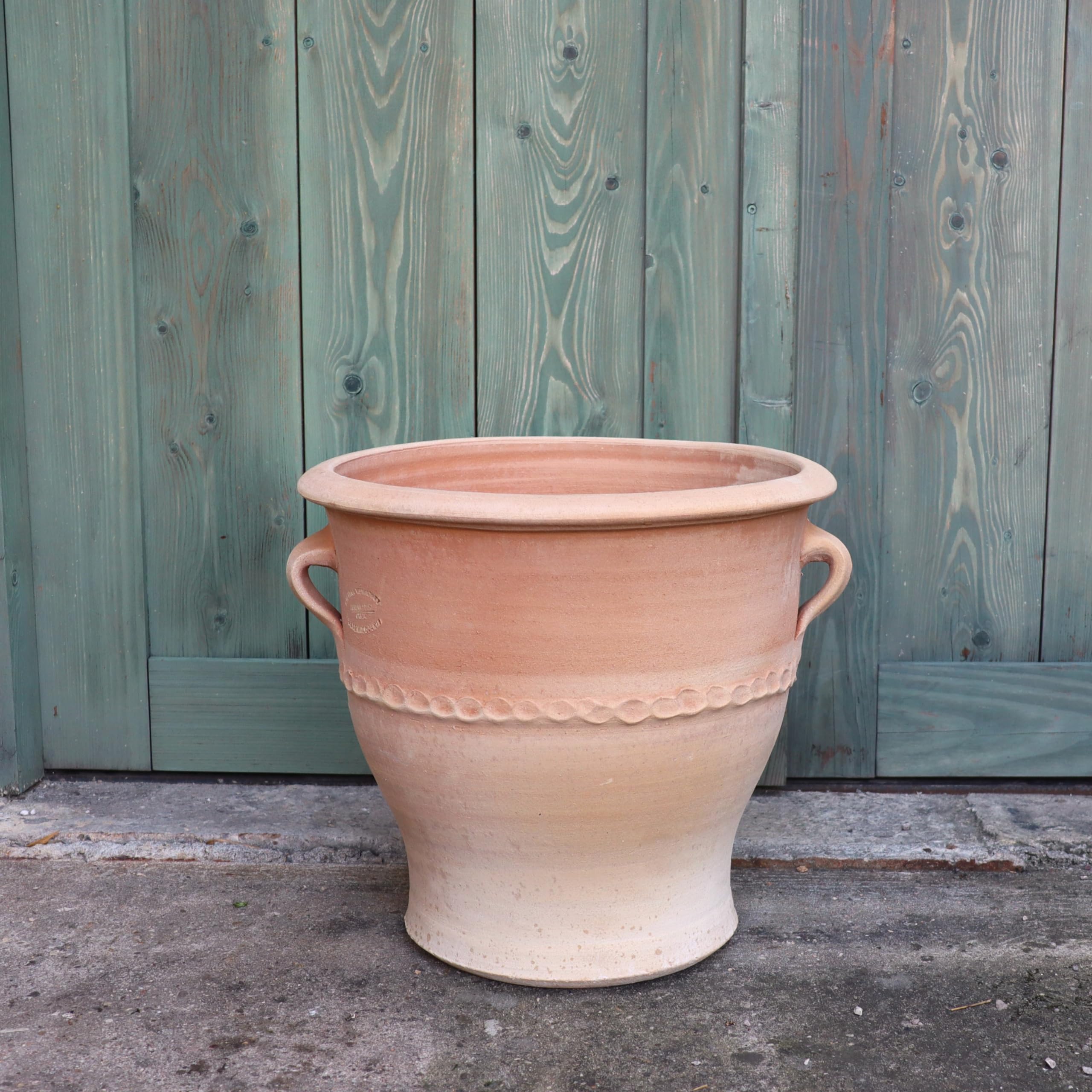 Palatina Werkstatt Vaso da fiori in terracotta 100% fatto a mano, 40 cm, in Grecia, atmosfera esclusiva e naturale per il tuo giardino e la tua casa, rosa 2