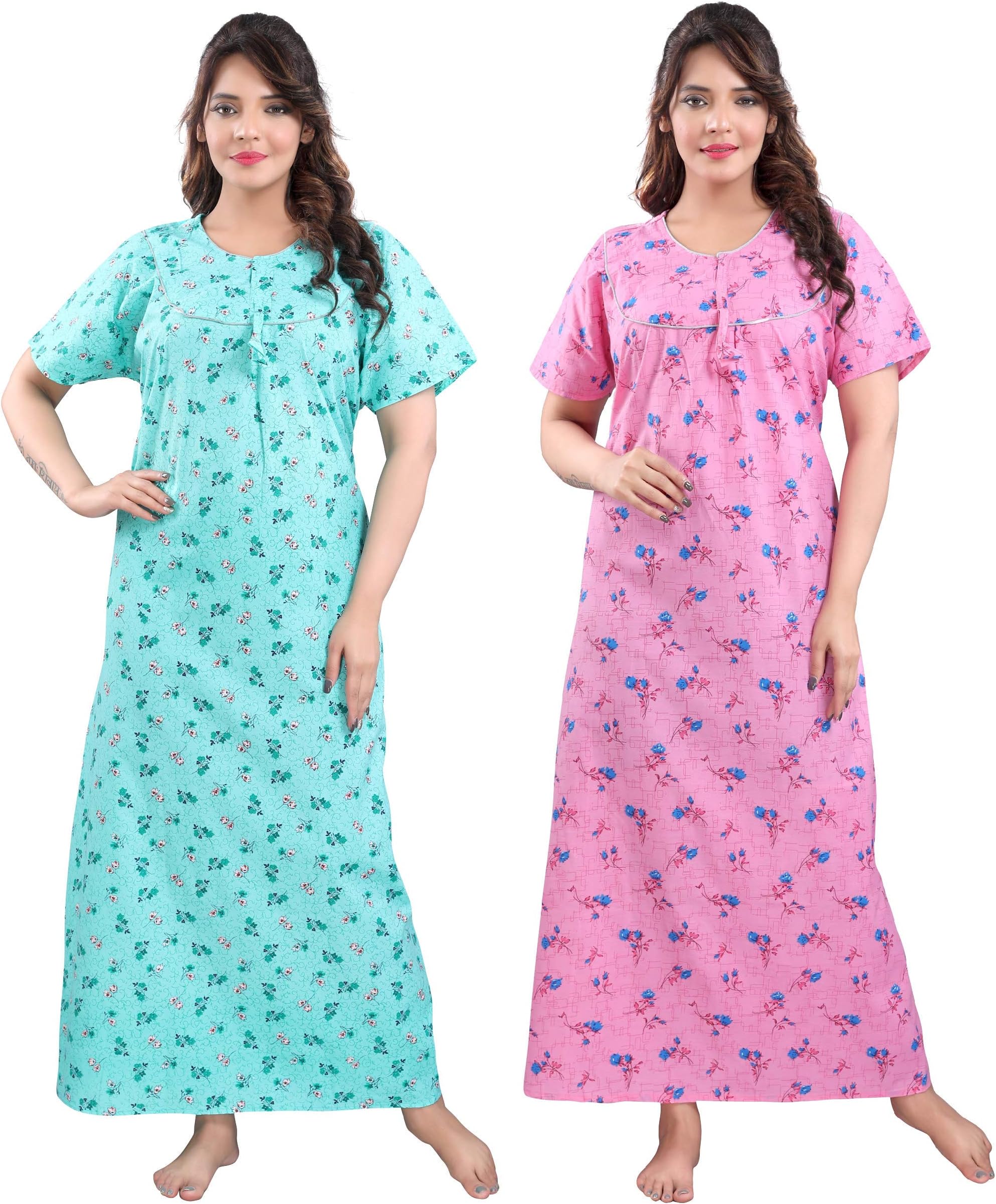 FabmeWomen's Printed Cotton Nightdress Nighty - Pack of 1