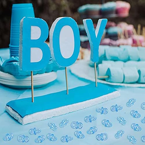 Miniatura 5 de NiuZaiz 144 piezas de mini cuentas de acrílico para chupete de mesa de confeti mezcla de color rosa y azul