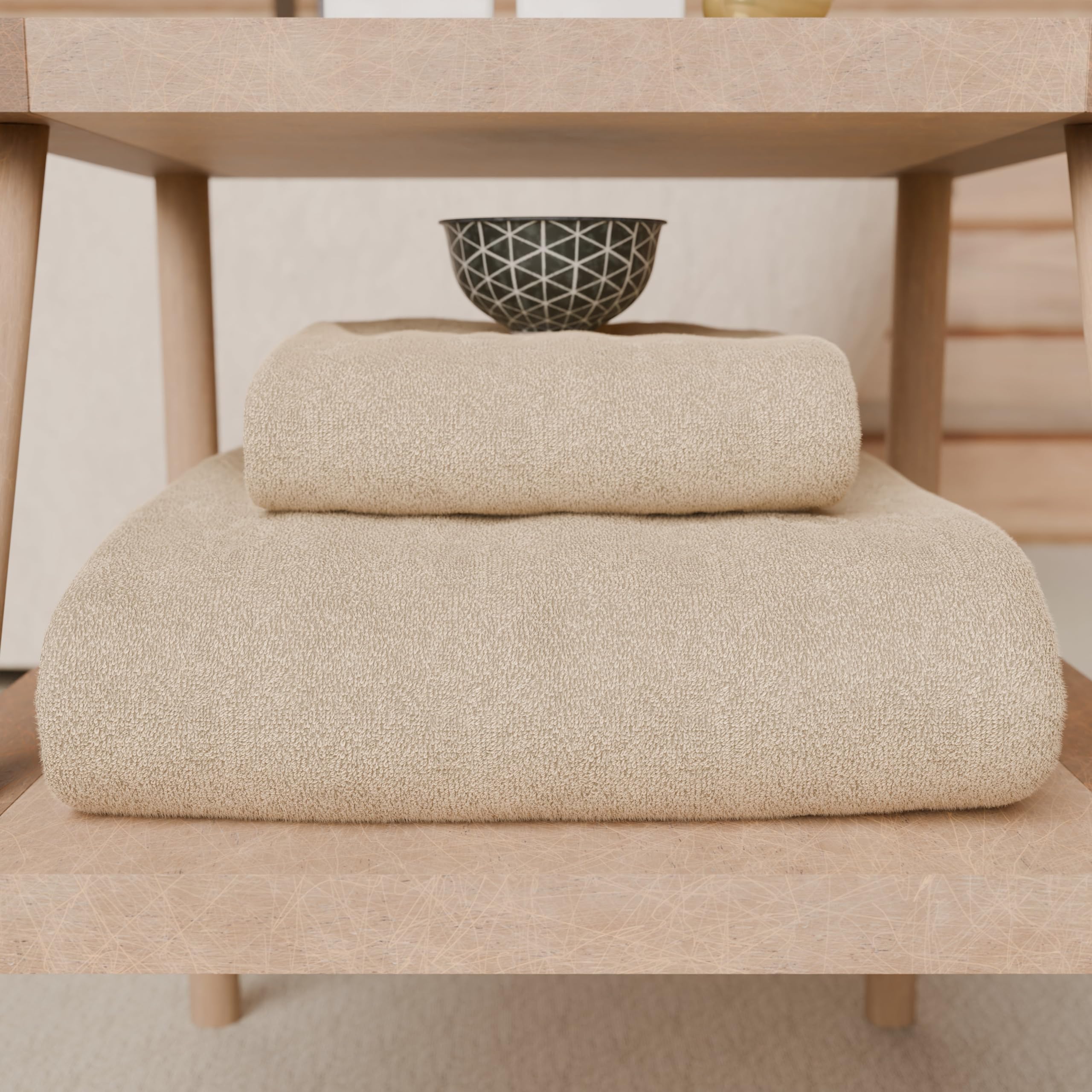 PETTI Artigiani Italiani - Badetücher aus 100% Baumwoll-Frottee, Handtuch-Set 2 + 2, 4 Stück 2 Handtücher und 2 Handtücher, beige Handtücher
