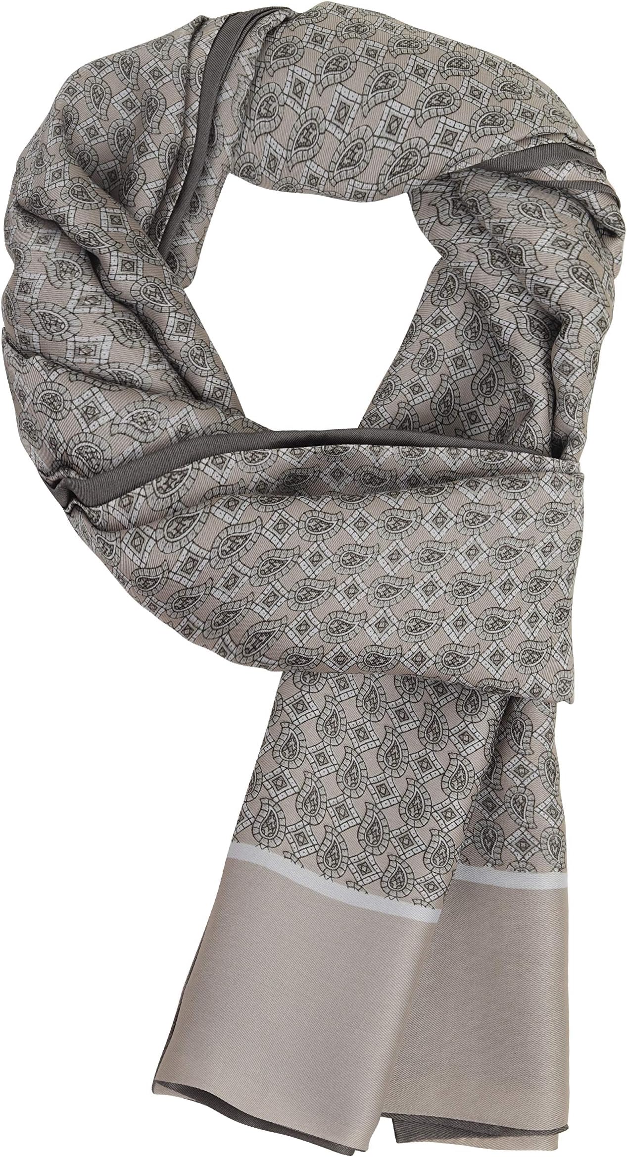 Men's Silk Scarf from Artificial Silk Double Layers Long Thin Scarf Casual Business Gentleman for Autumn Spring