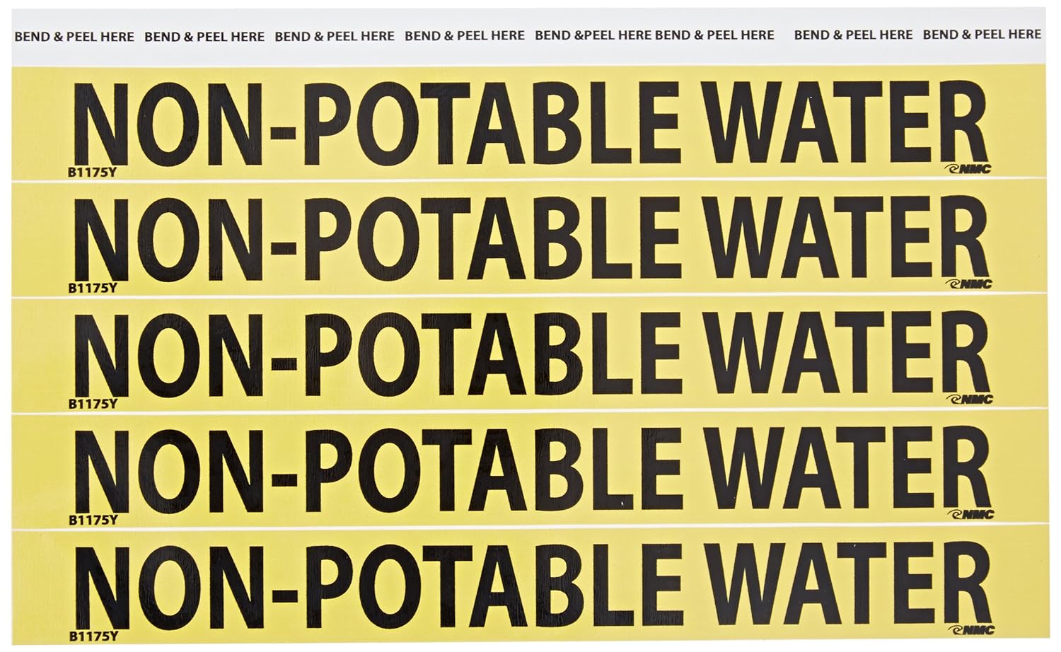 NMC B1175Y NonPotable Water Pipe Marker 9in. x 1 in. PS Vinyl Pipe
