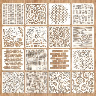 16PCS Geometric Stencils for Painting,Reusable Abstract Layering Stencils for Crafts, Wall, Furniture, Tile and Other DIY Home Decor Projects 6x6 Inch