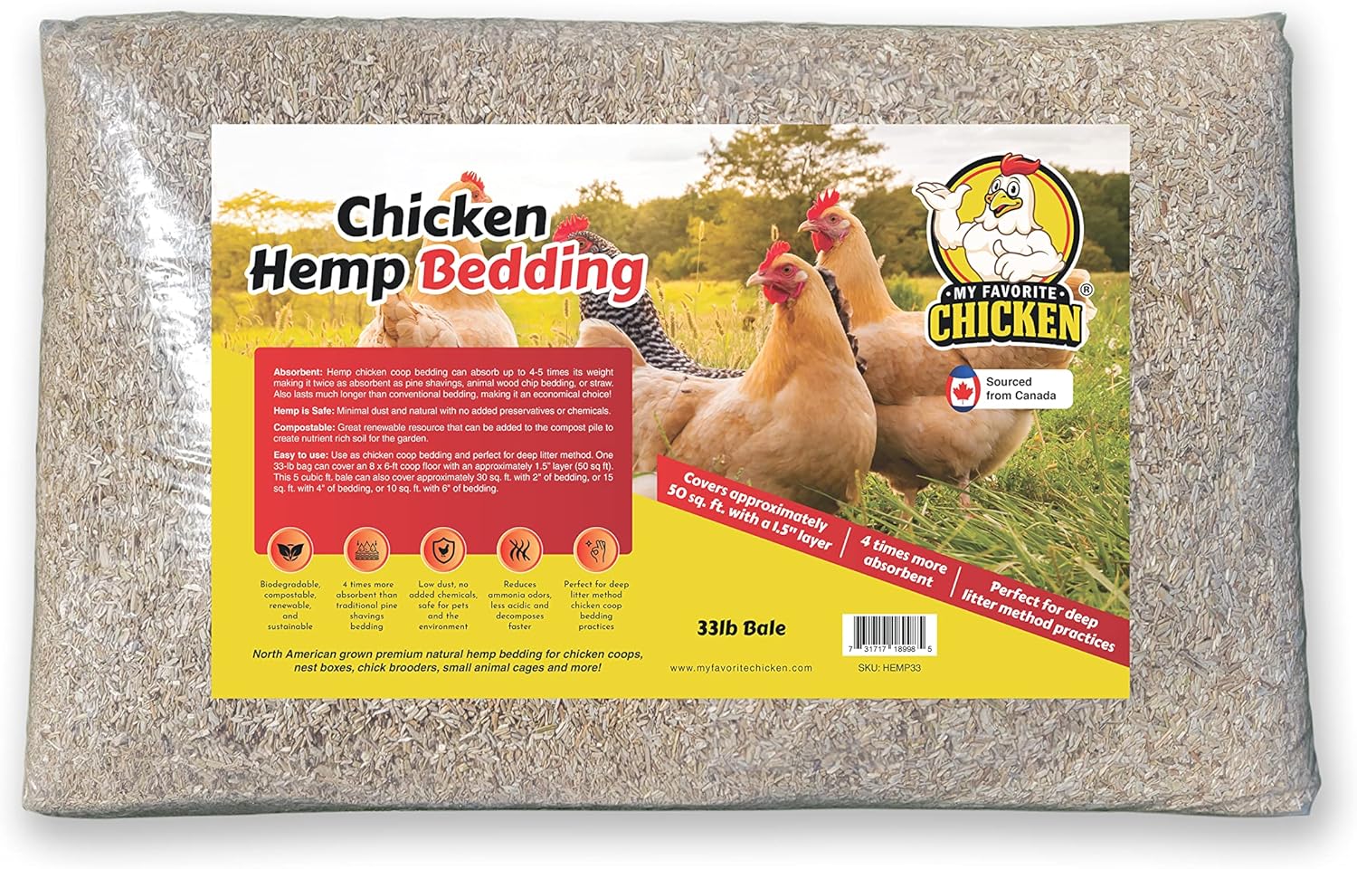 Hemp Bedding for Chicken Coop, Small Animal Litter for